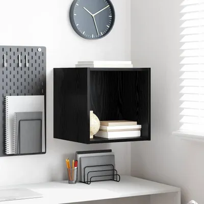 Obrázek produktu pro Maison Exclusive – Nástěnná skříňka, černá barva, Imitace dubu, rozměry 37 x 37 x 37 cm