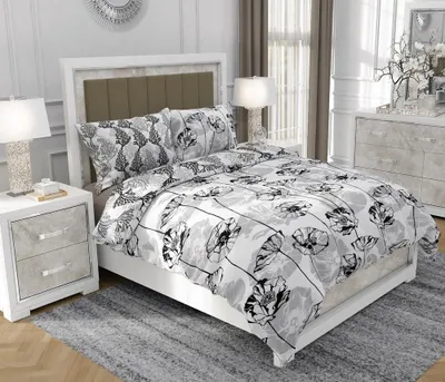Produktbild von Bettwäsche 140x200 cm + 2x70x80 cm, 3-teilig, 100% Baumwolle, Satin, Reißverschluss, Weiß - SOVIO | So.9016