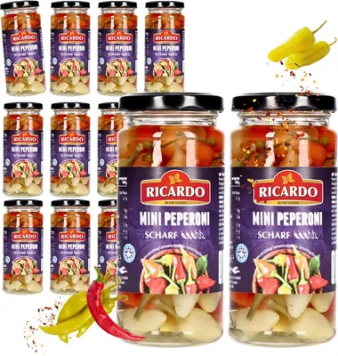 Produktbild von RICARDO Mini Peperoni 12 x 250g Feinkost Mini Capsicum Gelb Scharf Gewürzpaprika