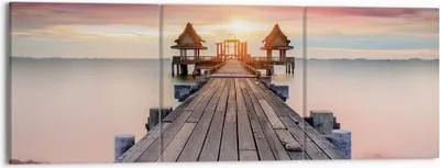 Produktbild von Bild auf Leinwand - Leinwandbild - 3 Teile - Brücke Holz Spaziergang - 150x50cm - Wand Bild - Wanddeko - Wandbilder - Leinwanddruck - Bilder - Wanddekoration - Leinwand bilder - CA150x50-4916