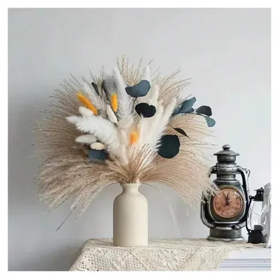 Getrockneter Blumenstrauß mit Pampas & Hasenschwanz – Boho-Deko