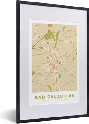 Produktbild von MuchoWow® Gerahmtes Poster Bad Salzuflen - Stadtplan - Vintage - Karte 40x60 cm - Poster mit Schwarzem Bilderrahmen Wandposter Rahmen Foto Bilder - Poster in Rahmen
