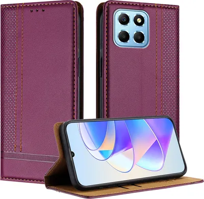 Immagine prodotto di Custodia per cellulare per Honor X8 5G/X8a/X6 4G/70 Lite custodia protettiva in pelle flip con funzione stand viola