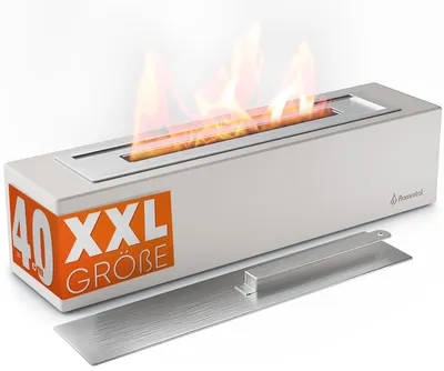 Produktbild von flammtal Outdoor Bioethanol Tischfeuer BLOCK aus Beton, Hochwertiger Tischkamin mit verstellbarer Flamme - Tischkamin für Balkon, Terrasse & Garten