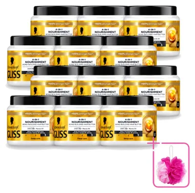Productafbeelding van 12 x Gliss Ultimate Repair 4-in-1 Haarmasker - 400 ml - Voordeelverpakking - 12 stuks