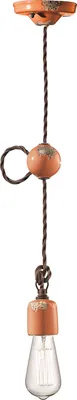 Produktbild von Hängeleuchte Keramik E27 H: max. 120 cm Orange Shabby Antik Vintage Design Keramikleuchte