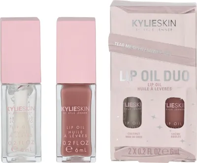 Imagen del producto de Kit de aceites labiales Kylie Cosmetics. Incluye 2 aceites labiales de 6 ml y 1 aceite labial de 12 ml