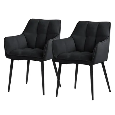 Produktbild von ML-Design 2x Esszimmerstuhl aus Frotteestoff, Schwarz, mit dickem gepolsterter Sitz