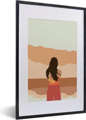 Produktbild von MuchoWow® MuchoWow® Gerahmtes Poster Frauen - Strand - Sommer 40x60 cm - Poster mit zchwarzem Bilderrahmen - Poster in Rahmen
