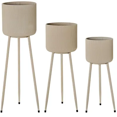 Produktbild von Set mit 3 Blumentöpfen mit Metallfüßen in Weiß, 25 x 80 x 25 cm