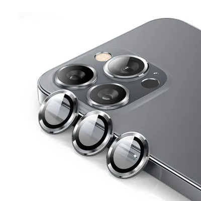 Obrázok produktu pre Ochranné sklo na fotoaparát pre Apple iPhone 15 Pro / Pro Max, tvrdené sklo H9, sivé