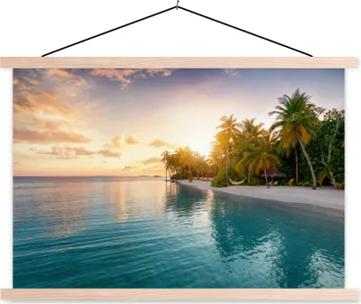 Produktbild von MuchoWow® Textilposter Strand - Meer - Insel - Tropisch 60x40 cm mit holzfarbenen Rahmen - Bilder