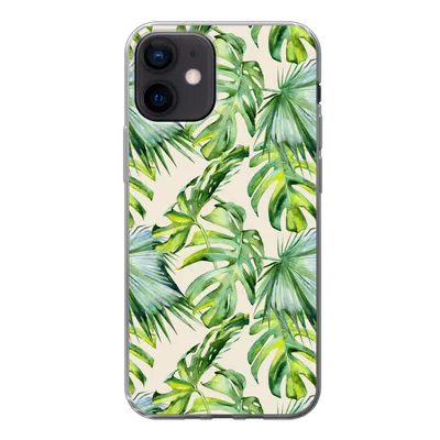 Produktbild von MuchoWow® Handyhülle Schutzhülle Hülle für iPhone 12 Blätter - Muster - Monstera Silikon Softcase Handy Hülle - Schutzhülle