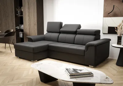 Produktbild von Ecksofa 247×165 cm Schwarz Links Kunstleder Kongo RBN06