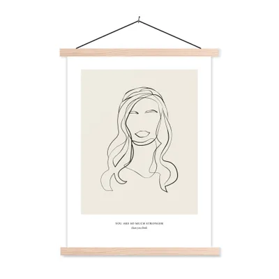 Produktbild von MuchoWow® Textilposter Frauen - Zitate - Strichzeichnungen - Text 60x80 cm mit holzfarbenen Rahmen - Wandbild
