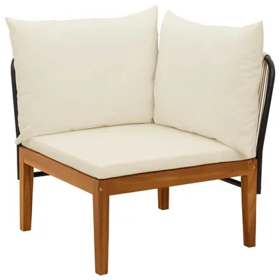 Imagen del producto de vidaXL: Sofá de esquina para jardín con cojines, fabricado con madera de acacia maciza y cuerda, diseño natural