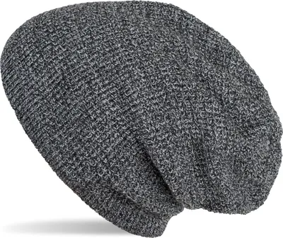 Produktbild von styleBREAKER Uni Strick Beanie Mütze mit Karo Strickmuster, Winter Slouch Longbeanie 04024172