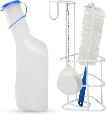 Zdjęcie produktu dla Zestaw cienkościennych butelek na mocz o pojemności 1000 ml z pokrywką i szczoteczką do czyszczenia – nieprzelewający i praktyczny