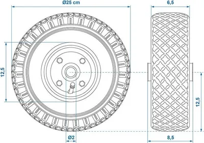 Produktbild von 341543 Ersatzrad für Stützrad Metall-Felge mit Luftreifen 260x85mm