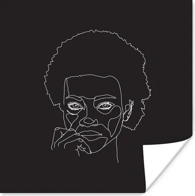 Produktbild von MuchoWow® Poster Frauen - Porträt - Schwarz - Strichzeichnung 75x75 cm - Wand Dekoration