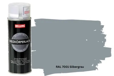 Produktbild von OELLERS Premium Heizkörperlack Spray RAL 7001 Silbergrau – 400 ml Sprühlack glänzend | Hitzebeständige Heizkörperfarbe | Hochdeckende Sprühfarbe