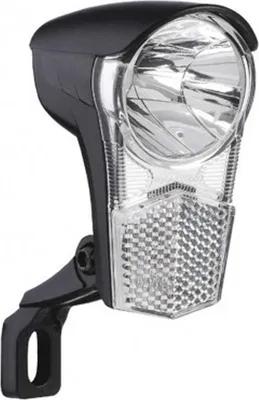 Produktbild von Büchel 50170 Dynamo-Scheinwerfer Frontlicht Uni LED, 15 Lux, Frontleuchte + Halterung, Schalter, schwarz