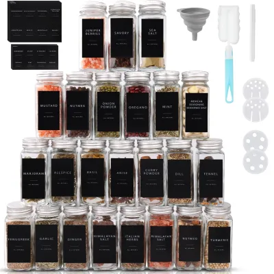 Produktbild von Omgoods – Set mit 24 Gewürzbehältern à 120 ml, inklusive Etiketten und Zubehör