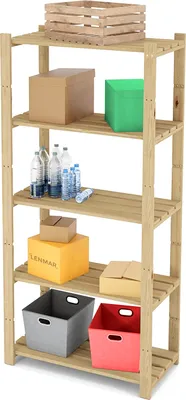 Produktbild von Lenmar B-24 Bücherregal, modern, aus massivem Kiefernholz, Naturholz, 170x80x40 cm, schmale Form, mit 5 verstellbaren Einlegeböden, 50 kg Tragkraft