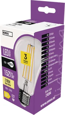 LED žárovka Filament A60 / E27 / 11 W (100 W) / 1 521 lm / teplá bílá