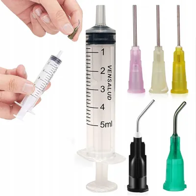 Obrázek produktu pro Rosfix Dávkovací Stříkačka Set 5 ml Luer-Lock – 5 Jehel, Polypropylen, 80 mm, Závit 2,2 mm | Pro Lepidla, Tavidla, Gely