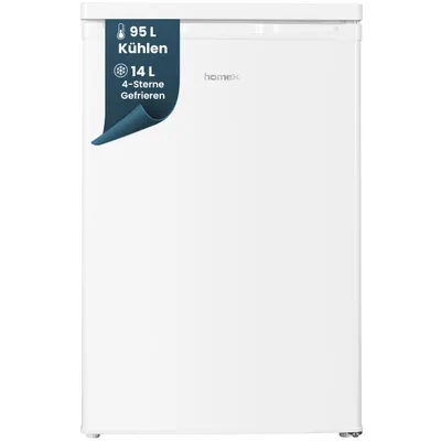 Produktbild von homeX Kühlschrank mit Gefrierfach klein, Mini Kühl-Gefrierkombination - 109 Liter, freistehend, weiß, CS1091E-W