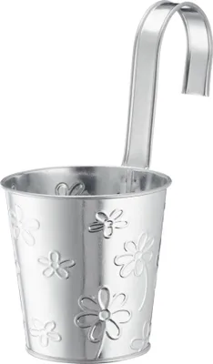 Produktbild von 4 Stück Übertopf Zink Springflower mit Muster zum Hängen 11cm Durchmesser