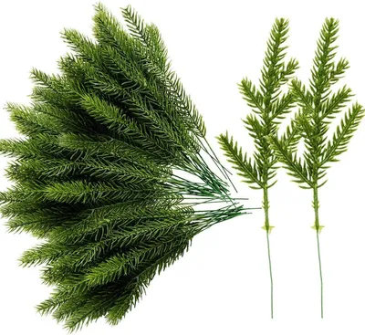 Productafbeelding van GIONAR, 60 stuks kunstmatige dennentakken, kunstplanten, dennenbladeren, geschikt voor het maken van zelfgemaakte guirlandes, kerstdecoratie, decoratie voor huis en tuin