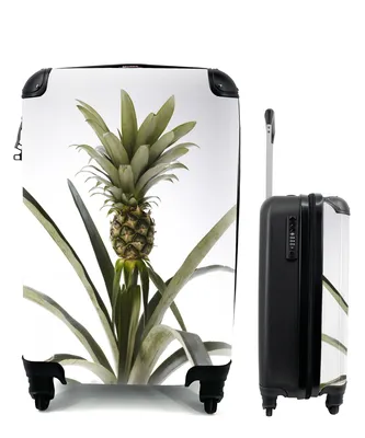 Produktbild von MuchoWow® Koffer Handgepäck Trolley Rollkoffer Kleine Reisekoffer mit 4 Rollen - Ananaspflanze - Topf - Licht - Cabin Size < 55x40x23 cm & 55x40x20 cm - Fotokoffer - Kabinenkoffer - Boardgepäck - Reise-Box - Reisekoffer - Reisegepäck - Koffer mit Bild - Trolley für Kinder