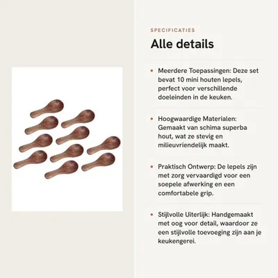 Holzlöffel Set 10 Stück - Mini Kochlöffel - Holztee-löffel - Holzlöffel für die Küche - Handgefertigt - Umweltfreundliches