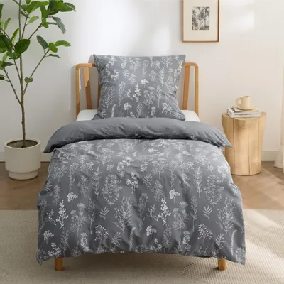 Produktbild von Bettwäsche Set 135x200 cm Grau - 2-teilig mit Kissenbezug 80x80 cm