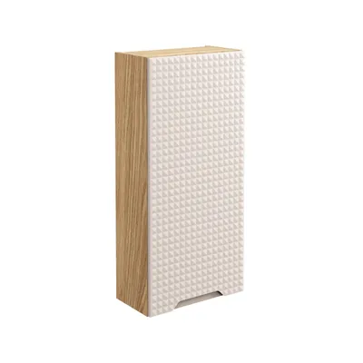 Obrázok produktu pre Závesná kúpeľňová skrinka 35 cm, 1 dvere, dub béžový, frézovaná MDF, moderná