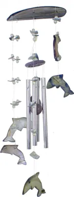 Produktbild von Windspiel Klangspiel Wohnen Dekoration Perlmutt Delfin Metall ca. 43 cm