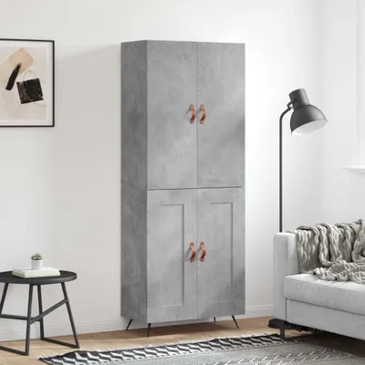 Image de vidaXL Highboard gris béton 69,5x34x180 cm Bois composite