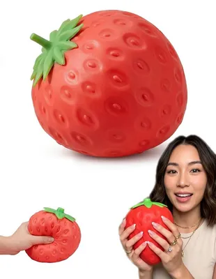 Produktbild von CarpOn Jumbo Erdbeer Squishy – Großer Slow Rising Anti-Stress Ball, Premium Quetschspielzeug für Kinder & Erwachsene, sensorisches Fidget Toy, Schreibtisch-Deko, Stressabbau, Geschenk