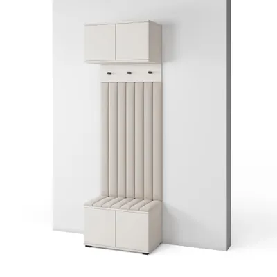 Produktbild von Garderoben-Set Napoli Version 15: Schuhschrank mit Polsterpaneelen, Hängeschrank für Flur und Eingangsbereich (Cashmere/Trinity 02)