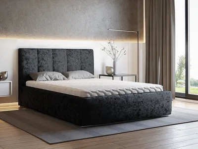 Produktbild von Furmeb24 - STEEL - 140 x 200 cm - Polsterbett aus Holzrahmen , Doppelbett mit Kopsttze - Ohne Matraze - (EUR2136)