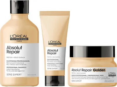 Image de Shampooing L'Oréal Absolut Repair 300 ml NEUF + Après-shampooing L'Oréal Absolut Repair 200 ml NEUF + Masque L'Oréal Absolut Repair Golden Mask 250 ml NEUF