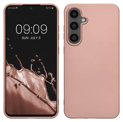 Produktbild von kwmobile Handyhülle für Samsung Galaxy S24 FE Hülle - Silikon Case metallisch schimmernd - Schutzhülle Cover - Metallic Rosegold