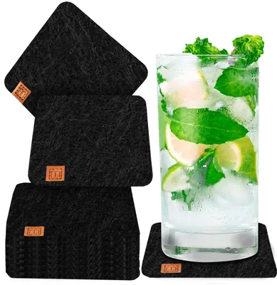 Produktbild von Glasuntersetzer mit Lederlabel 10er-Set