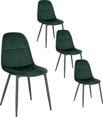 Produktbild von EUGAD 4er Set Esszimmerstühle, Samtbezug, Polsterstuhl aus Metall, Dunkelgrün
