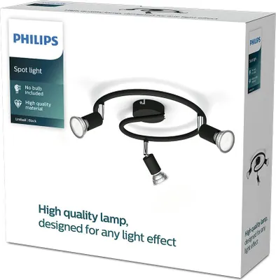 Image de Lampe Plafonnier Philips Limbali Noire 3 Lumières Spot Moderne Gu10 Orientable - Philips