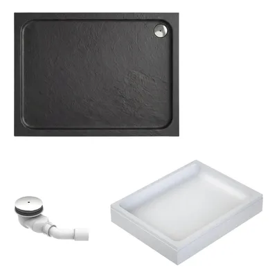 Produktbild von Schulte Duschwanne Adria 120x90 cm, Sanitäracryl Anthrazit, Set mit Fußgestell + Ablauf, Höhe 16,5 - 21,5 cm