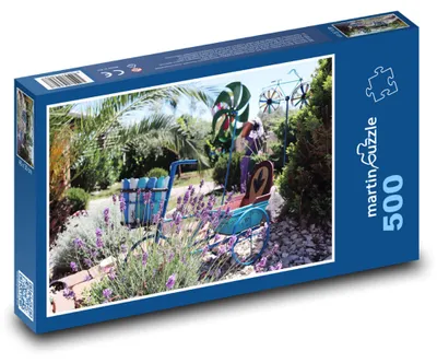Produktbild von Puzzle 500 Garten-Oase mit Windmühle - martinpuzzle