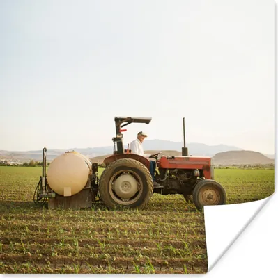 Produktbild von MuchoWow® Poster Traktor - Landwirt - Berg 50x50 cm - Wohnzimmerdekoration